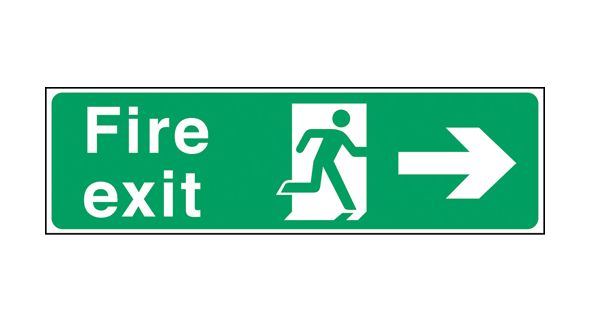 Fire exit arrow right. 150x450mm F/P