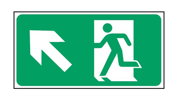 Exit man arrow up left. 150x300mm F/P