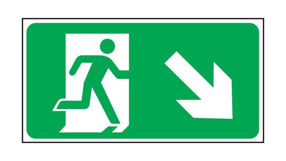 Exit man arrow down right. 150x300mm F/P