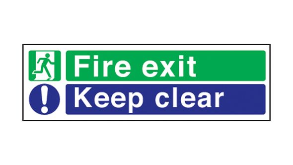 Fire exit keep clear. 2 colour. 150x450. F/P