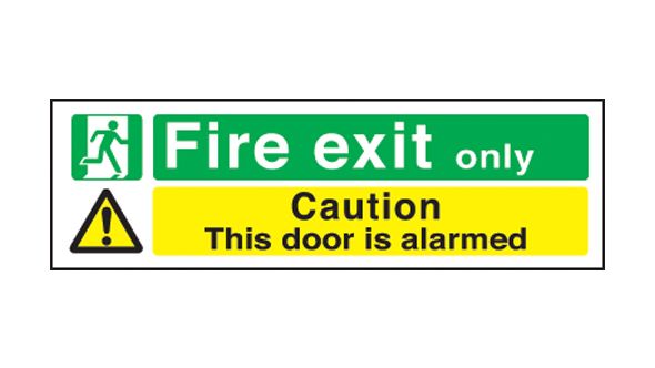 Fire exit only/door alarmed. 150x450mm F/P