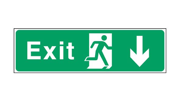 Exit arrow down. 150x450mm S/A