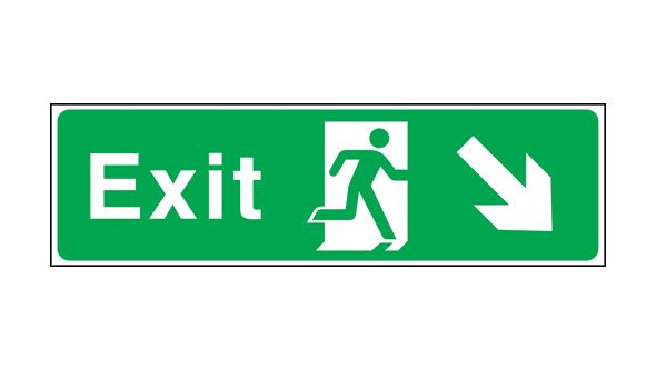 Exit arrow down right. 150x450mm F/P