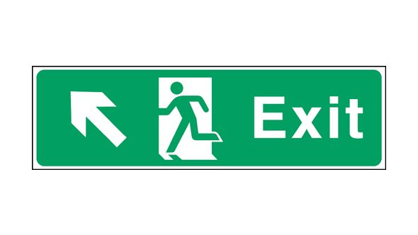 Exit arrow up left. 150x450mm F/P