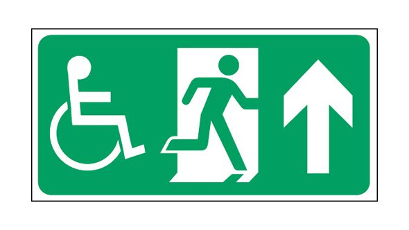 Exit disabled arrow up. 150x300mm P/L