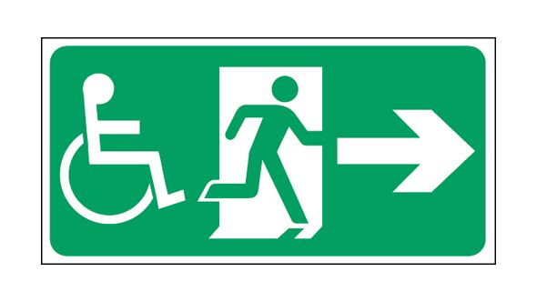 Exit disabled arrow right. 150x300mm P/L