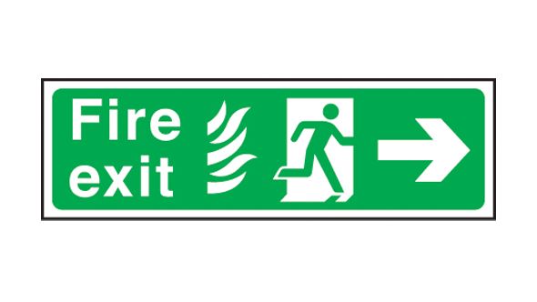 Fire exit arrow right Hospital. 150x450mm S/A