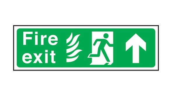 Fire exit arrow up Hospital. 150x450mm S/A