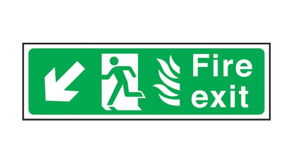 Fire exit arrow down left Hospital. 150x450mm F/P