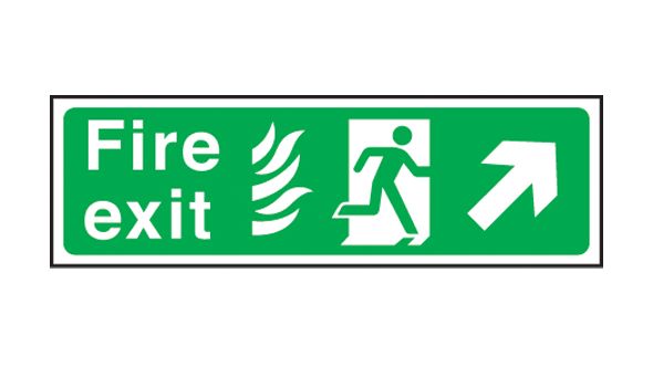 Fire exit arrow up right Hospital. 150x450mm F/P