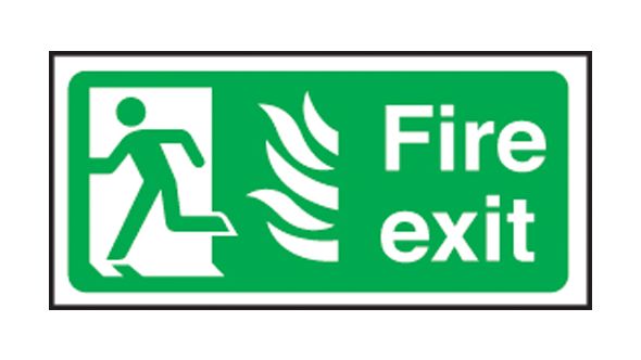 Fire Exit left Hospital. 150x300mm P/L