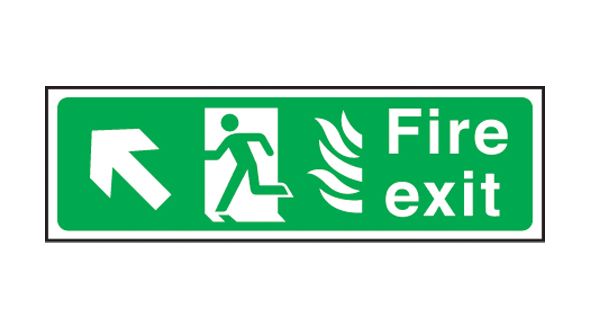 Fire exit arrow up left Hospital. 150x450mm F/P