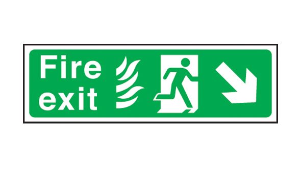 Fire exit arrow down right Hospital. 150x450mm F/P