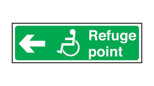 Refuge point disabled arrow left. 150x450mm S/A