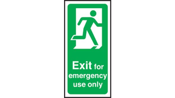 Portrait exit for emergency use only. 450x150mm S/A