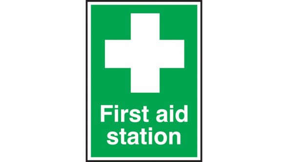 First Aid Station Sign 150x100mm Self Adhesive