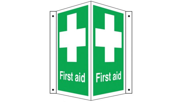 First Aid Symbol & Text Projecting Sign 300x220x170mm 