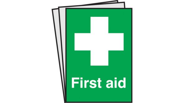 First Aid Text & Symbol Notices. Pack of 10