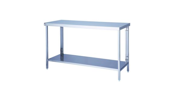 Parry FTAB - Stainless Steel Flatpack Table With Shelf - 900(W) x 650(D) x 900(H) mm