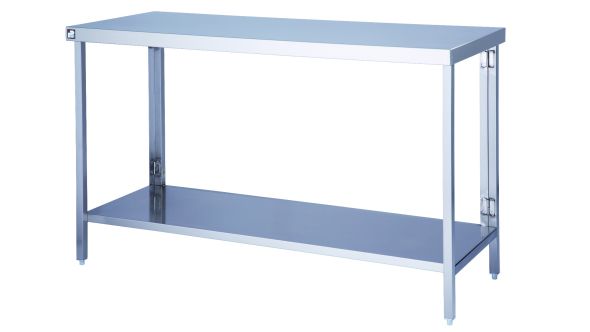 Parry FTAB - Stainless Steel Flatpack Table With Shelf - 500(W) x 600(D) x 900(H) mm