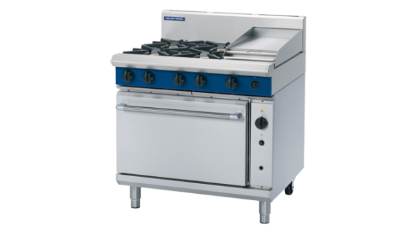 Blue Seal Evolution - 4 Burner Range, 300mm Griddle with Gas Convection Oven 900mm G56C - Natural Gas