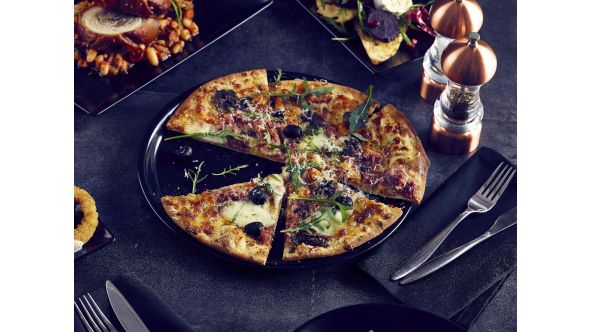 Luna Pizza Plate 33cm Dia Black Stoneware - Genware