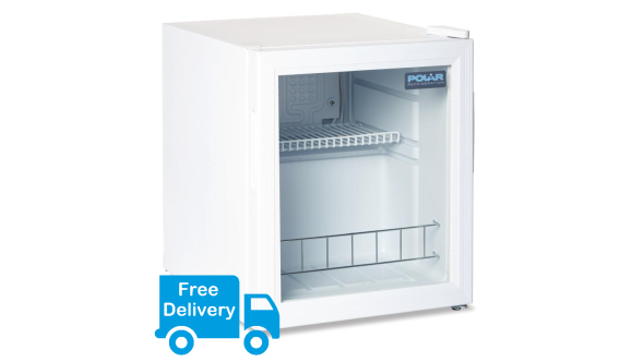 Polar DM071 Countertop Glass Door Display Fridge - White