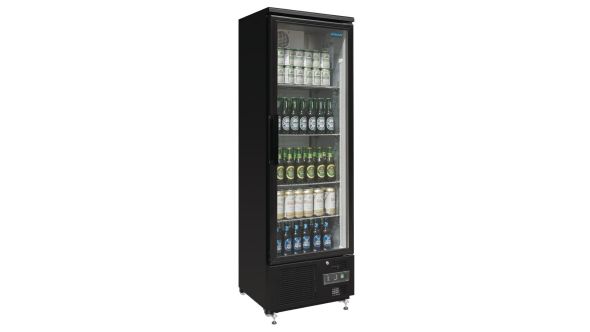 Polar GJ447 Upright Back Bar Cooler with Hinged Door in Black 307Ltr