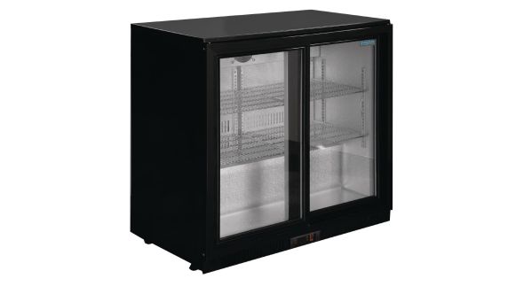 Polar GL010 Back Bar Cooler with Sliding Doors in Black 198Ltr