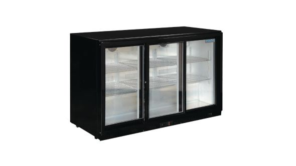 Polar GL006 Back Bar Cooler with Sliding Doors in Black 330Ltr