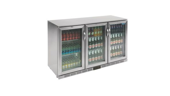 Polar GL009 Back Bar Cooler with Hinged Doors in Stainless Steel 330Ltr