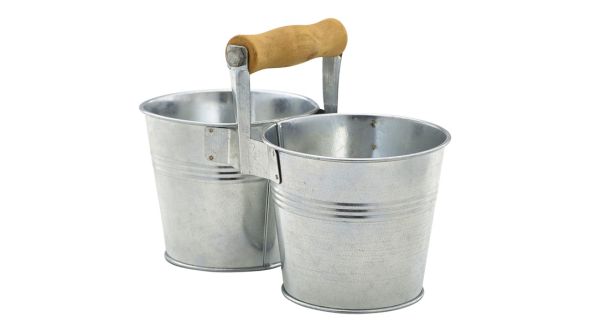 Galvanised Steel Combi Serving Buckets 10cm Ø - Genware