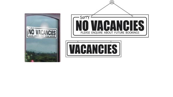 Vacancies / Sorry No Vacancies Hanging Sign. 140x440mm