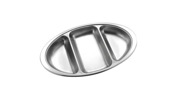 GenWare Stainless Steel Three Division Oval Vegetable Dish 35cm/14" 