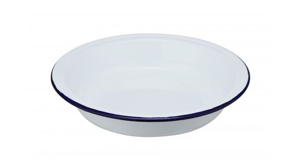 Enamel Deep Round Plate 20cm / 8" - Blue & White