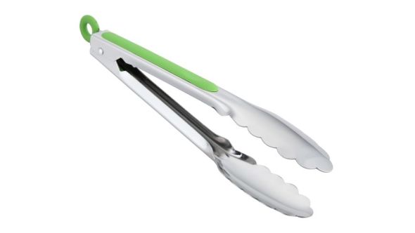 Tongs S/S Green Handle 23cm / 9"