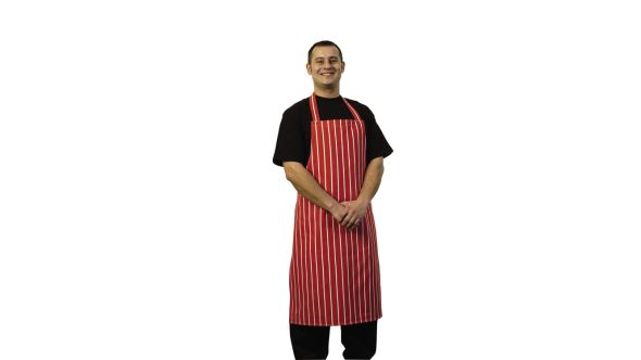 Butcher Stripe Apron Red