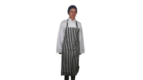 Chef's / Waiter's Bib Apron Black & White Stripe