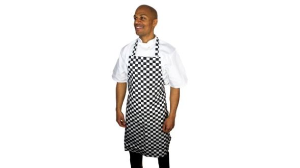 Chef's / Waiter's Bib Apron Black & White Check Large