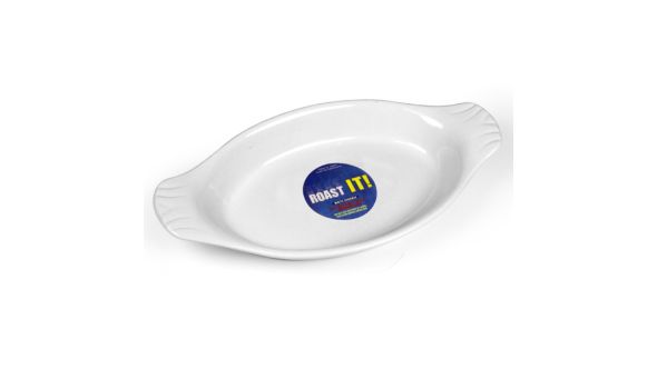 White Ceramic Oval Eared Dish 27x14.5x4.5cm / 0.62 L