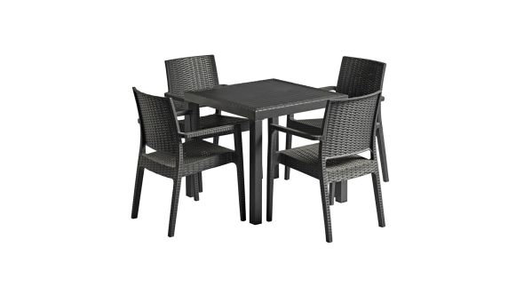 Ibiza Outdoor Dining Set - Table & 4 Armchairs - Dark Grey