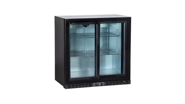 Koldbox KBC2SL Double Sliding Door Bar Bottle Cooler 208L - Black