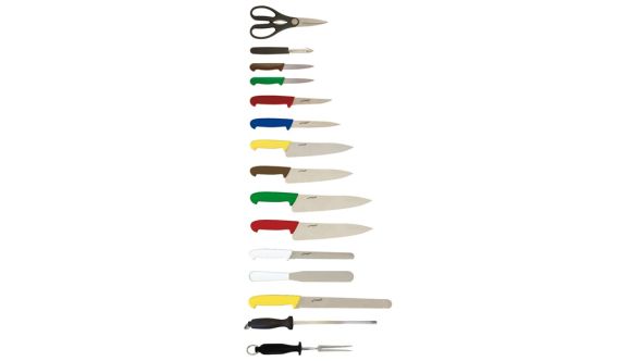 15 Piece Colour Coded Knife Set + Knife Case - Genware