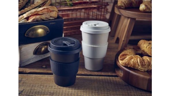 Black Reusable Bamboo Fibre Coffee Cup 35cl/12.25oz