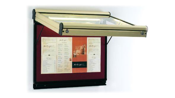 2 x A4 Portrait Illuminated Prestige Outdoor Lockable Menu Case (Gold or Silver)