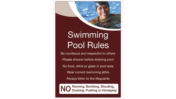 Swimming Pool Rules Spa & Fitness Notice. 400x275mm E/R 