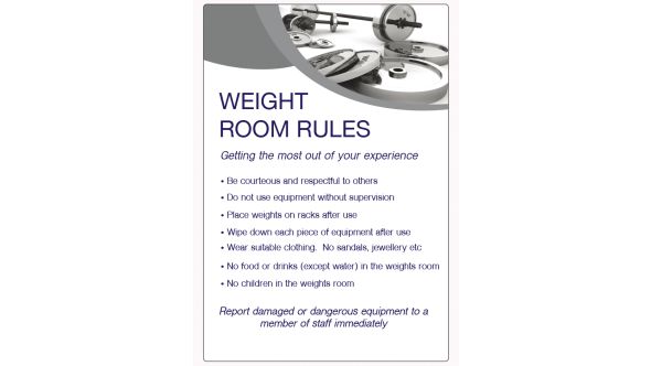 Weight room rulesSpa & Fitness Notice. 400x275mm E/R