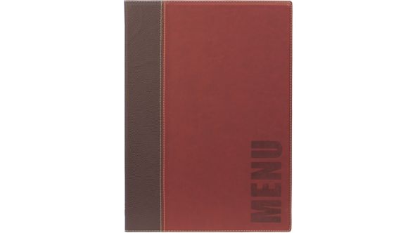 Contemporary A4 Menu Holder Wine Red 4 Pages - Genware