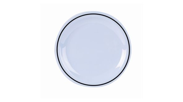 Genware Melamine 6.25" Plate - Black Band - Pack of 12