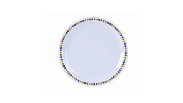 Genware Melamine 9" Plate- Coloured Circles - Pack of 12